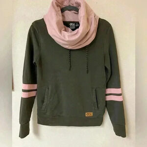 Picture Organic cotton olive and pink cowl hood sweatshirt S